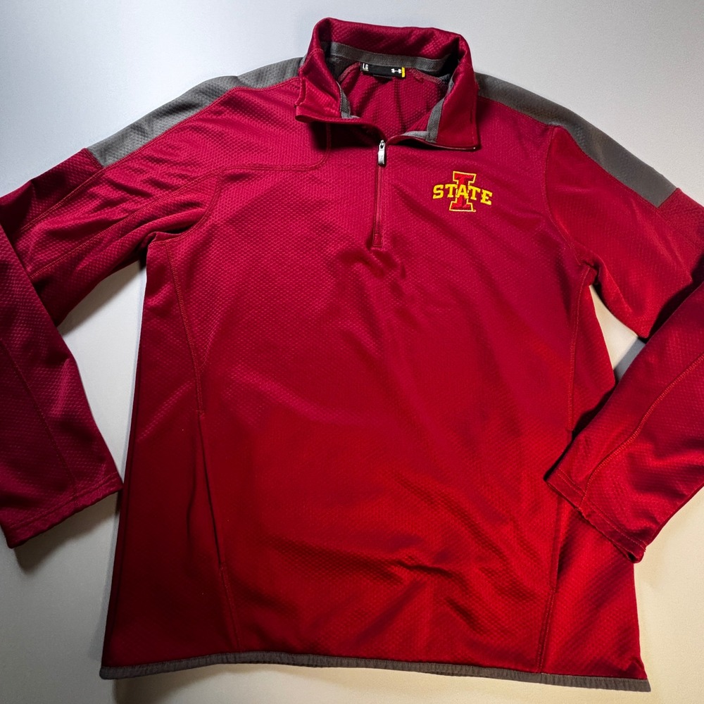 Under Armour Iowa State Cyclones Quarter Zip Pullover Mens Large Red Athletic